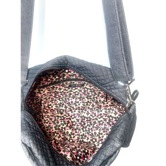 Vera Bradley Iconic 100 Denim Gray Weekender Travel Bag Crossbody Strap Handles - Picture 6 of 13